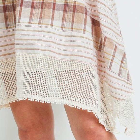 Handkerchief Hem Mesh Detail Mixed Plaid Dress - Picture 12 of 14